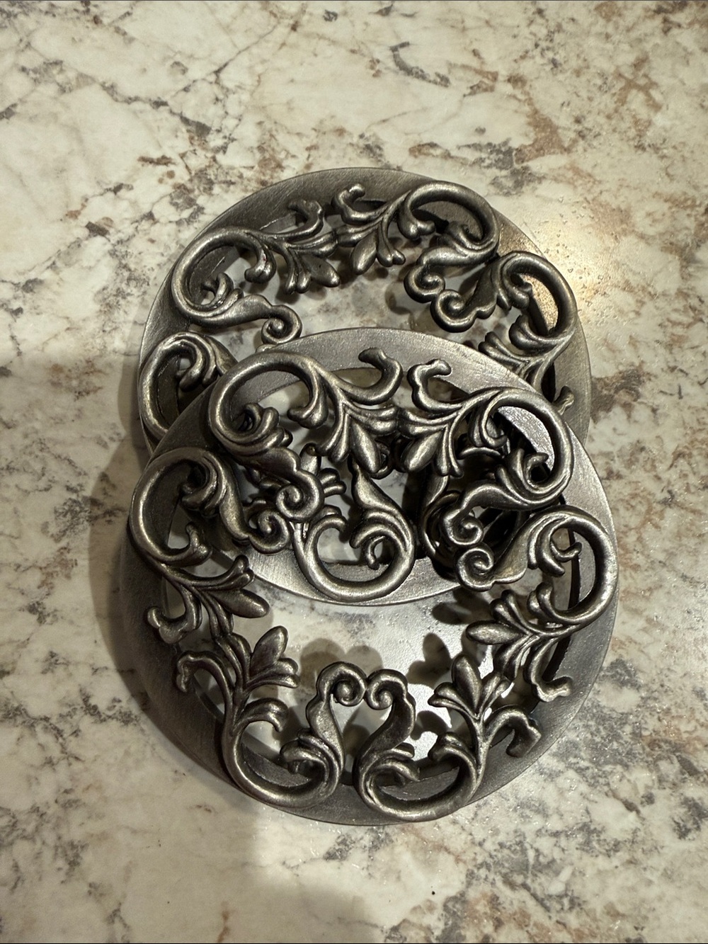 Yankee Candle Metallic Gray Filigree Candle Toppers set of 2